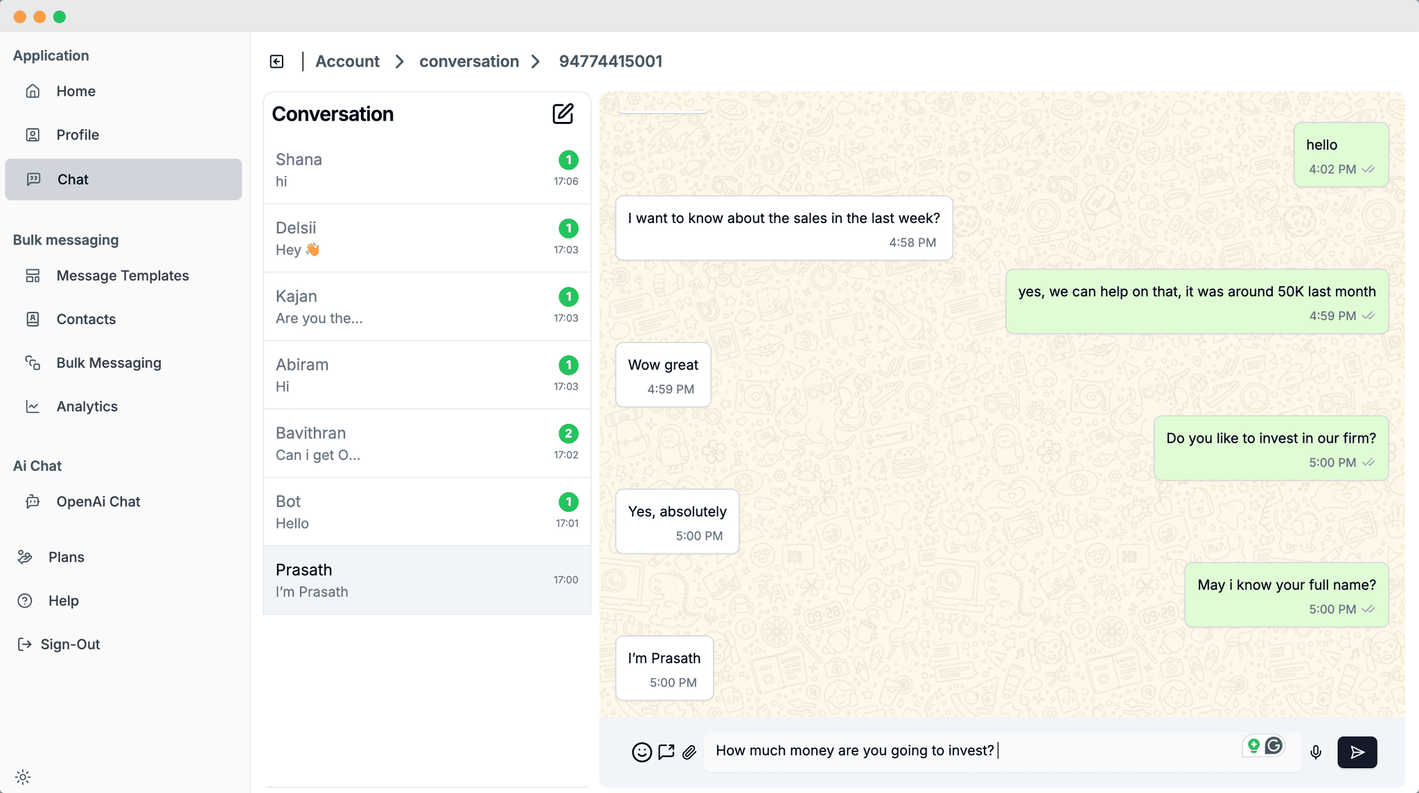 Live Chat Interface